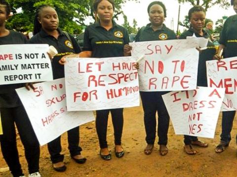 A group of women protesting against rape