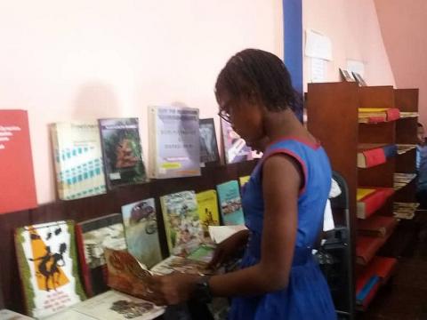 A pupil at the book fair