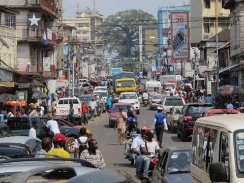 Busy business street in central Freetown
