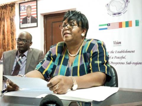 Ambassador Wesseh addressing journalists