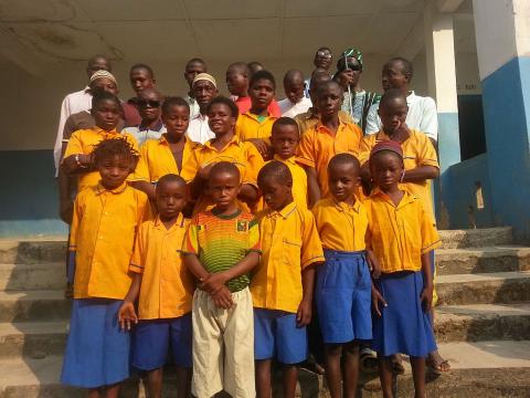 A cross section of pupils of the Koidu School for the Blind with some of their teachers