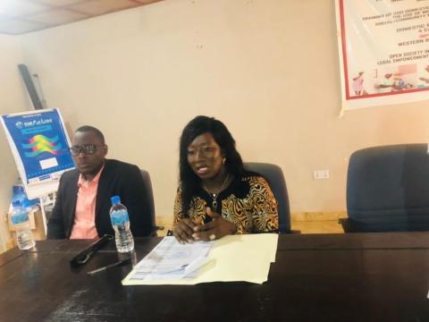 CEO and Founder of IWO, Chelcy Alma Herore, reading out the position paper