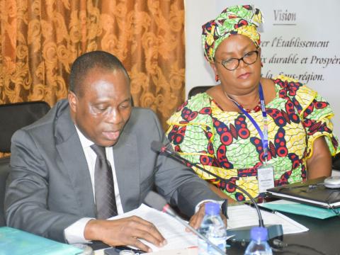 Dr Francis Kaikai (Minister of Planning) and Madina Wesseh (MRU Sec Gen)