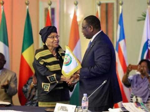 L-R: ECOWAS Chairperson Ellen Johnson-Sirlef and Senegal President Macky sall