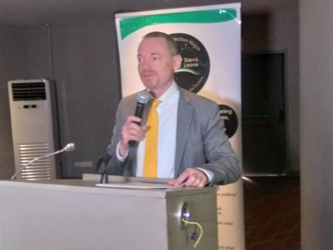 EU Ambassador to Sierra Leone, Manuel Muller, speaking at the conference