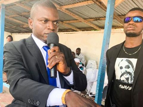 Emmanuel Kanu, new IAMTEC students' union president taking the oath