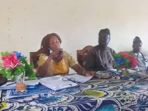 Executive secretary National commission for Basic Education making statement to principals in Kenema