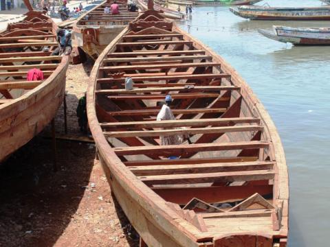 Fishing boats along the Lungi coast