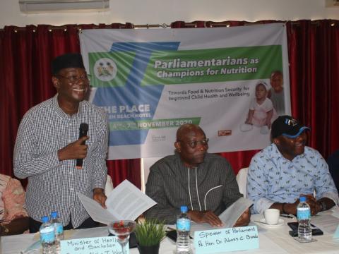 Health Minister, Prof. Alpha T. Wurie speaks at an engagement with MPs on nutrition