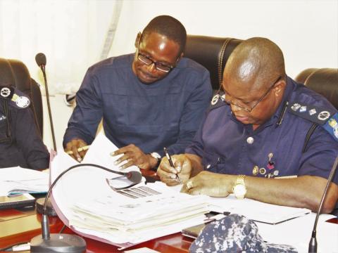 IGP Moigbeh signs partnership agreement with Cordaid Country Director, Sesay