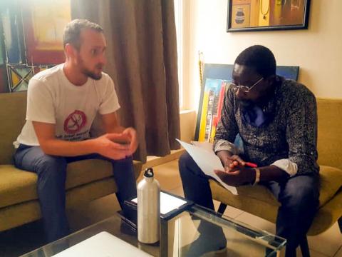 James Wallen, Malaria Programme Manager for Speak Up Africa, talks to Kemo Cham