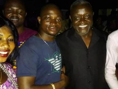 Karamoh Kabba poses with well wishers after release