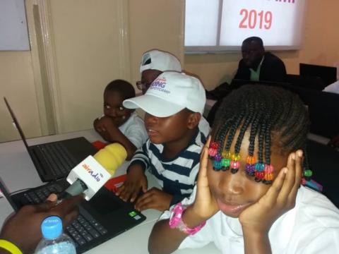 Kids at the Africell coding bootcamp