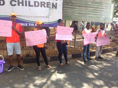 Members of SWSL at the Cotton Treet in Freetown