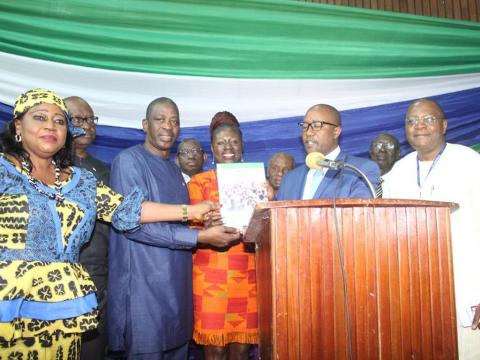 Minister of Information, Mohamed Rahman Swaray launches the National Population Policy