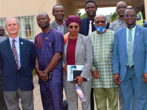 Officials from various ministries and agencies after the meeting at the Water Resources Agency