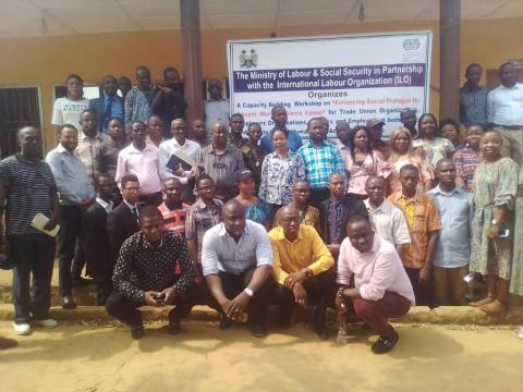 Participants at the Labour Ministry-ILO engagement posing for a snap shot