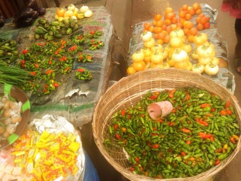 Pepper on display at the Kroo Town Road market