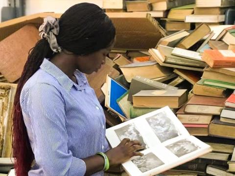 Pleasant Kargbo at the current library
