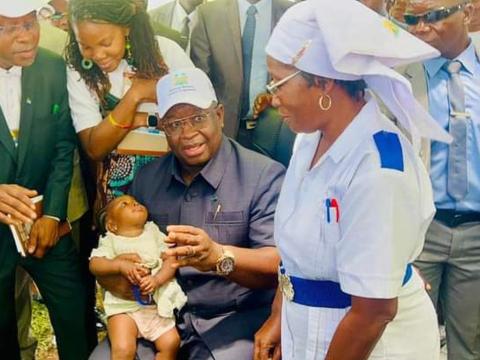 President Bio at the launch of the vaccine