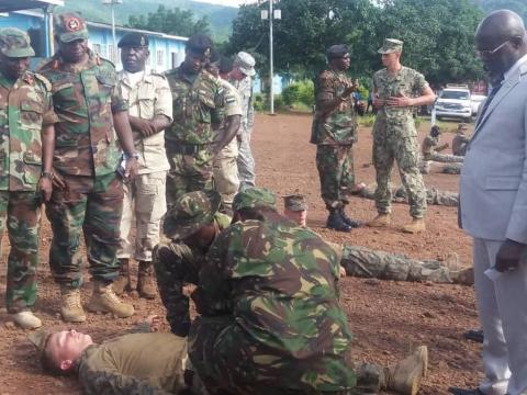 RSLAF personnel  demonstrating what they learnt in front of the dep defence minister