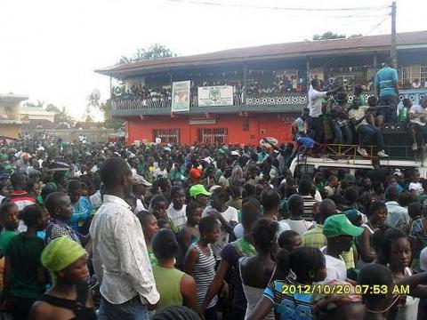 Opposition SLPP supporters in Kenema