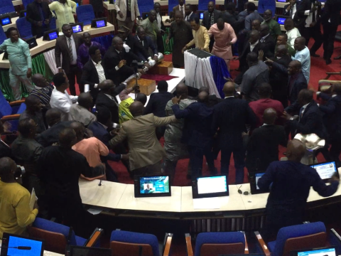 Chaotic scenes in parliament