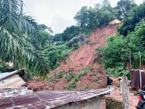 scene of the new landslide