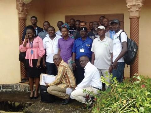 Stakeholders after the meeting on human trafficking in Kono