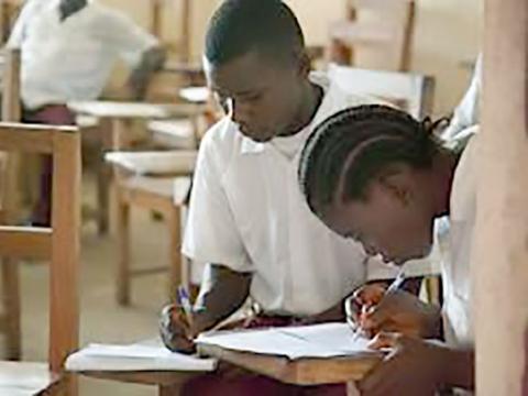 Students writing an exam